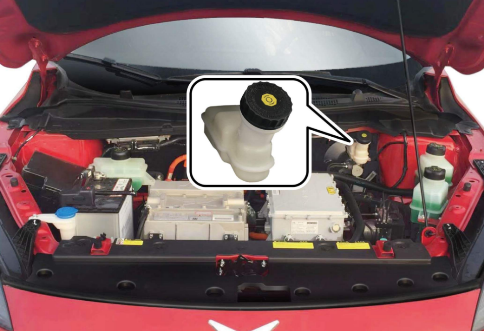 Where is the brake fluid added